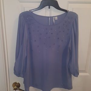 Blue pearl and Floral Blouse